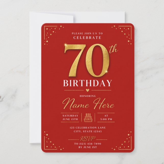 70th Birthday Invitation  (Front)
