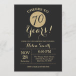 70th Birthday Invitation Black and Gold Glitter<br><div class="desc">70th Birthday Invitation Black and Gold Glitter Card. For further customization,  please click the "Customize it" button and use our design tool to modify this template.</div>