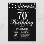 70th Birthday Invitation Black and White<br><div class="desc">70th Birthday Invitation with String Lights. Black Background. Men or Women Birthday. 13th 15th 16th 18th 20th 21st 30th 40th 50th 60th 70th 80th 90th 100th,  Any age. For further customization,  please click the "Customize it" button and use our design tool to modify this template.</div>