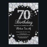 70th Birthday Invitation Chalkboard Silver Diamond<br><div class="desc">70th Birthday Invitation. Silver Rhinestone Diamond Chalkboard Background. Elegant Birthday Bash invite. Black and White. Adult Birthday. Women Birthday. Men Birthday. For further customization,  please click the "Customize it" button and use our design tool to modify this template.</div>