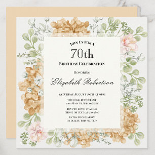 70th Birthday Invitation in Elegant Autumn Colors