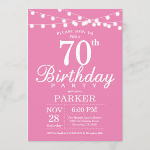 70th Birthday Invitation Pink
