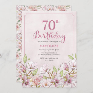 70th Birthday Invitation Pink Floral