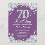 70th Birthday Invitation Purple and Silver Diamond<br><div class="desc">70th Birthday Invitation. Purple and Silver Rhinestone Diamond. Elegant Birthday Bash invite. Adult Birthday. Women Birthday. Men Birthday. For further customization,  please click the "Customize it" button and use our design tool to modify this template.</div>