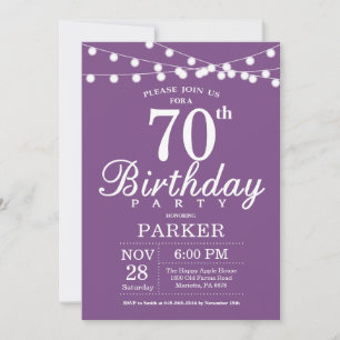 70th Birthday Invitation Purple Lavender