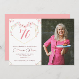 70th birthday invitations Boho Floral Photo