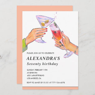 70th birthday invitations Cocktail Party Chic