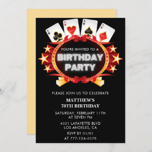 70th birthday invitations Men Casino Vegas