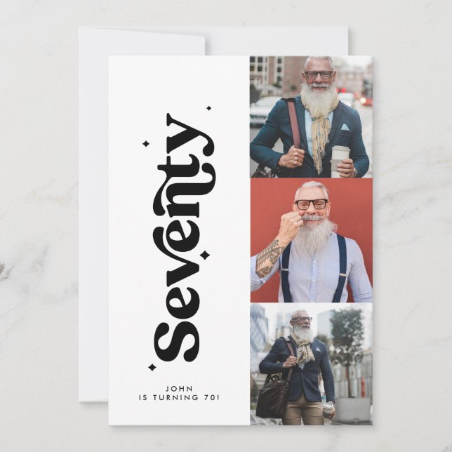 70th Birthday invite modern minimal simple photo (Front)