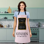 70th Birthday Kitchen Queen Heart Of Home Pink Apron<br><div class="desc">A wonderful birthday design on a pink apron for that special celebration. Easily customize the text using the template provided. Part of the setting standards range of birthday supplies. Treat that Queen of the kitchen as she rules the heart of the home as the master cook,  chef and baker.</div>