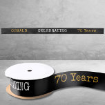 70th Birthday Legendary Black Gold Retro Satin Ribbon<br><div class="desc">For those celebrating their 70th birthday we have the ideal birthday party ribbon with a vintage feel. The black background with a white and gold vintage typography design design is simple and yet elegant with a retro feel. Easily customize the text of this birthday gift using the template provided. Part...</div>