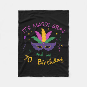 70th Birthday Mardi Gras Carnival Celebration Shir Fleece Blanket