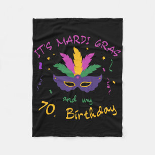 70th Birthday Mardi Gras Carnival Celebration Shir Fleece Blanket