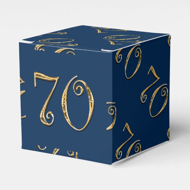 70th birthday | MENS blue gold Favor Box (Front Side)