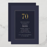 70th Birthday Minimal Elegant Dark Gold Frame<br><div class="desc">70th Birthday Minimal Elegant Dark Purple Grey Gold Frame Foil Birthday Party Invitation</div>