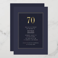 70th Birthday Minimal Elegant Dark Gold Frame