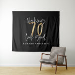 70th birthday modern black and gold stylish tapestry<br><div class="desc">Cheers to 70 years 70th birthday modern black and gold invitation. Modern script text design. Part of a collection.</div>