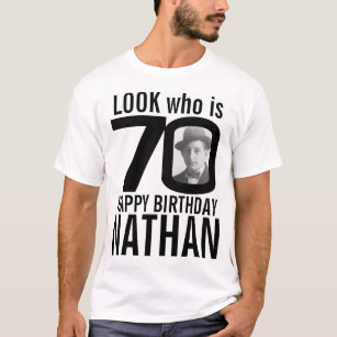 70th birthday mono look 70 custom photo and name T-Shirt