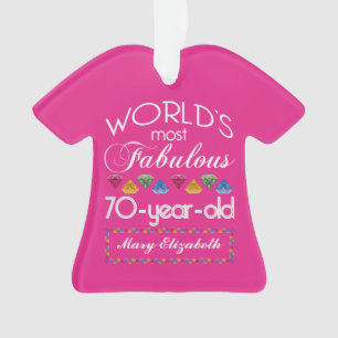 70th Birthday Most Fabulous Colourful Gems Pink Ornament