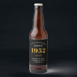 70th Birthday Name 1952 Black Elegant Chic Beer Bottle Label<br><div class="desc">A personalized elegant beer label that is easy to customize for that special occasion.</div>