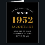 70th Birthday Name 1952 Black Gold Elegant Card<br><div class="desc">A personalized chic birthday card that is easy to customize for that special occasion.</div>