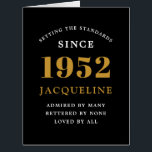 70th Birthday Name 1952 Black Gold Elegant Card<br><div class="desc">A personalized chic birthday card that is easy to customize for that special occasion.</div>