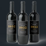 70th Birthday Name 1952 Black Gold Elegant Chic Wine Label<br><div class="desc">A personalized elegant wine label that is easy to customize for that special occasion.</div>