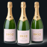 70th Birthday Name 1952 Pink Grey Elegant Chic Sparkling Wine Label<br><div class="desc">A personalized elegant sparkling wine label that is easy to customize for that special occasion.</div>