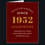 70th Birthday Name 1952 Red Gold Elegant Card<br><div class="desc">A personalized chic birthday card that is easy to customize for that special occasion.</div>