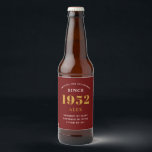70th Birthday Name 1952 Red Gold Elegant Chic Beer Bottle Label<br><div class="desc">A personalized elegant beer label that is easy to customize for that special occasion.</div>