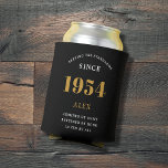 70th Birthday Name 1954 Black Gold Elegant Chic<br><div class="desc">Luxurious 70th Birthday Black and Gold Can Cooler: The perfect party companion. Our high-quality 70th Birthday Can Cooler is made to help you toast to the big milestone in style. Crafted in sleek black and accented with gold, it brings a touch of luxury to your celebration. Not just a pretty...</div>
