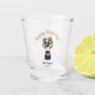 70th Birthday Navy Blue Balloon Cake Shot Glass