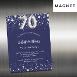 70th birthday navy blue silver stars luxury magnetic invitation<br><div class="desc">A modern,  stylish and glamourous magnetic invitation for a 70th birthday party.  A navy blue background,  decorated with faux silver stars. Personalize and add your name and party details.  Number 70 is written with a balloon style font.</div>