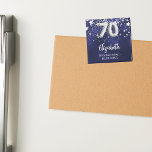 70th birthday navy blue silver stars magnet<br><div class="desc">For a 70th birthday party. A navy blue background colour with faux silver stars. The blue colour is uneven.  Add your name,  text.
Can be used as a Save the Date reminder for your guests,  party favour or as a keepsake.</div>