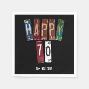 70th Birthday old license plate collection Napkin