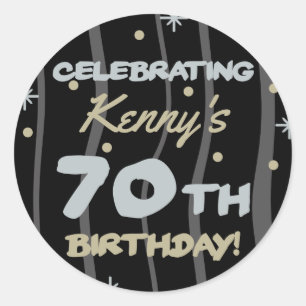 70th Birthday Party Add Your Name Classic Round Sticker