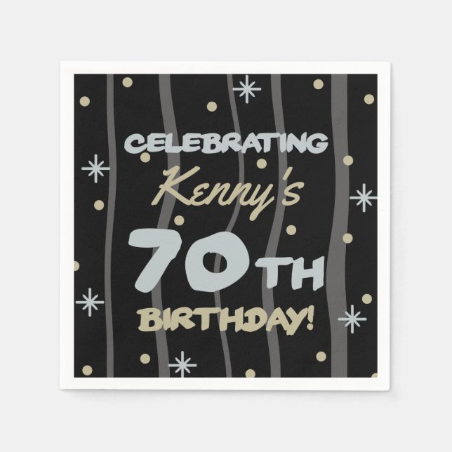 70th Birthday Party Add Your Name Napkin (Front)