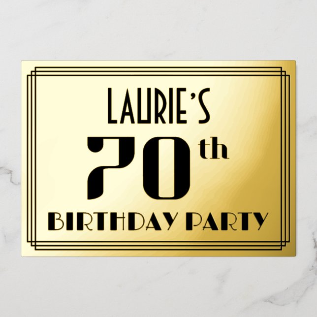 70th Birthday Party: Art Deco Look “70” and Name (Front)