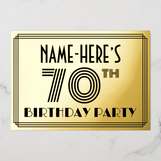 70th Birthday Party — Art Deco Style “70” & Name (Front)
