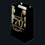 70th Birthday Party Black and Gold Balloons Small Gift Bag<br><div class="desc">70th Birthday Party Black and Gold Balloons and Confetti Gift Bag. For further customization,  please click the "Customize it" button and use our design tool to modify this template.</div>