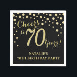 70th Birthday Party Black and Gold Diamond Napkins<br><div class="desc">70th Birthday Party Invitation with Black and Gold Glitter Diamond Background. Gold Confetti. Adult Birthday. Man or Woman Birthday. For further customization,  please click the "Customize it" button and use our design tool to modify this template.</div>