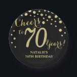 70th Birthday Party Black and Gold Diamond Paper Plate<br><div class="desc">70th Birthday Party Black and Gold Diamond Paper Plate</div>