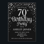 70th Birthday Party - Black & Silver Invitation<br><div class="desc">70th Birthday Party Invitation.
Elegant design in black and faux glitter silver. Features stylish script font and confetti. Message me if you need custom age.</div>