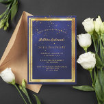 70th birthday party blue gold confetti sprinkle invitation<br><div class="desc">A trendy, modern 70th birthday party invitation card for men, guys, male. A dark blue, navy blue background. The blue colour is uneven. With a faux gold frame and golden confetti sprinkle, golden coloured letters. Templates for your party information. Back: blue background with confetti sprinkle. Cheers to 70 Sparkling Years!...</div>