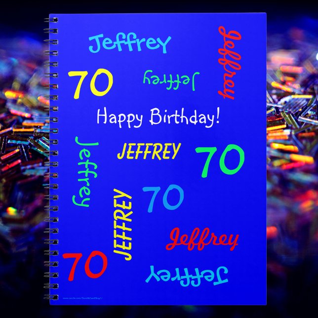 70th Birthday Party Blue Guest Book, Repeat Name Notebook (Creator Uploaded)