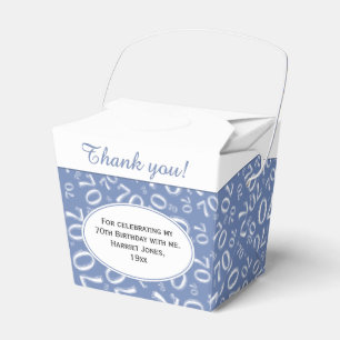 70th Birthday Party Blue/White Number Pattern Favor Box