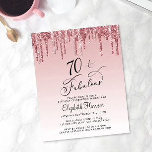 70th Birthday Party Budget Rose Gold Pink Glitter