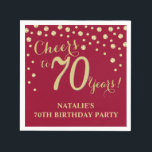 70th Birthday Party Burgundy Red and Gold Diamond Napkin<br><div class="desc">70th Birthday Party Invitation with Burgundy Red and Gold Glitter Diamond Background. Gold Confetti. Adult Birthday. Man or Woman Birthday. For further customization,  please click the "Customize it" button and use our design tool to modify this template.</div>