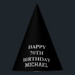 70th Birthday Party Celebration Black Adult Hat<br><div class="desc">Black and white celebration,  70th Birthday party hats.</div>