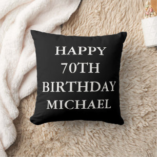 70th Birthday Party Celebration Black Adult Throw Pillow